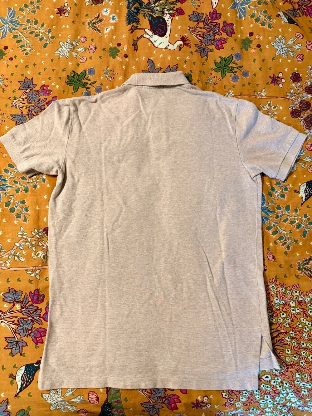 Ralph Lauren Men's Beige Polo Shirt with Navy Pony